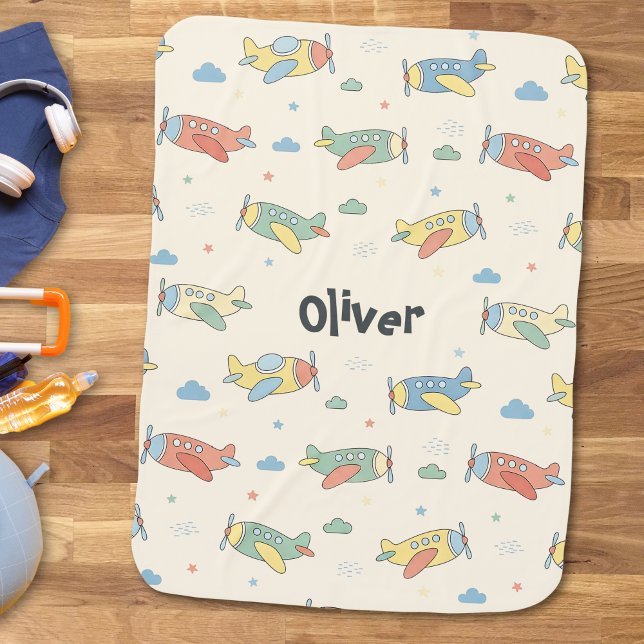 Whimsical Airplane Pattern Baby Blanket (Creator Uploaded)