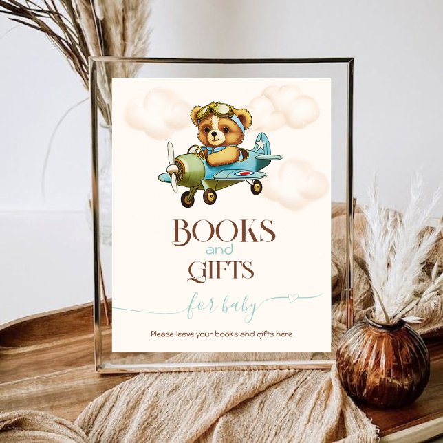Whimsical Airplane Teddy bear Books and Gifts Poster (Whimsical Airplane Teddy bear Books and Gifts Poster)