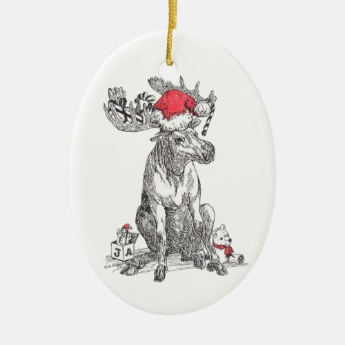 Whimsical Alaska Wildlife Christmas Oval Ornament