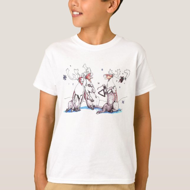 Whimsical Alaska Wildlife Christmas T-Shirt (Front)