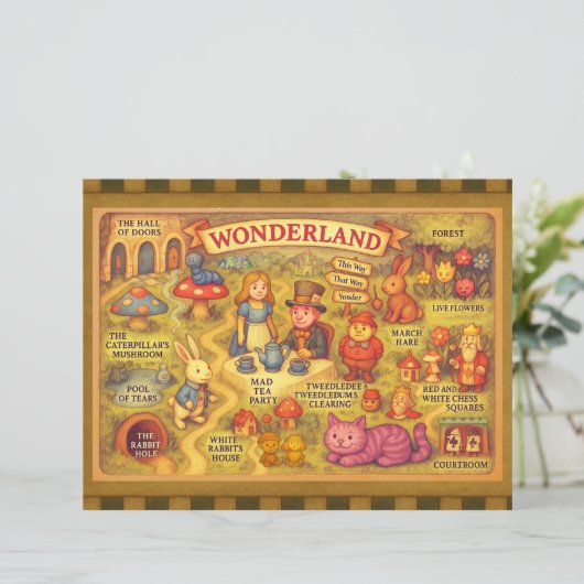 Whimsical Alice Adventures in Wonderland Map (Standing Front)