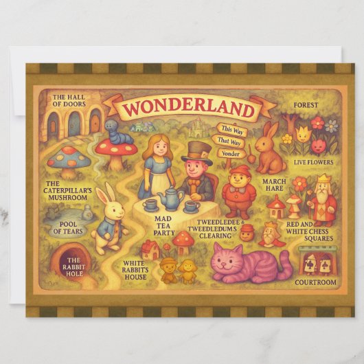 Whimsical Alice Adventures in Wonderland Map (Front)