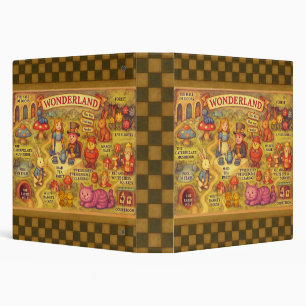 Whimsical Alice Adventures in Wonderland Map 3 Ring Binder