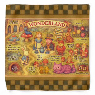 Whimsical Alice Adventures in Wonderland Map Bandana