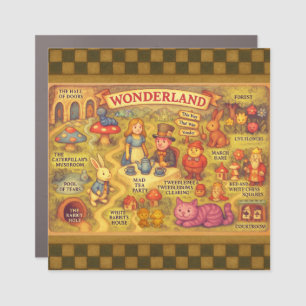 Whimsical Alice Adventures in Wonderland Map Car Magnet