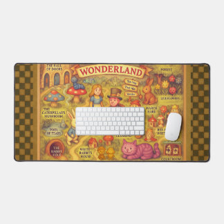 Whimsical Alice Adventures in Wonderland Map Desk Mat