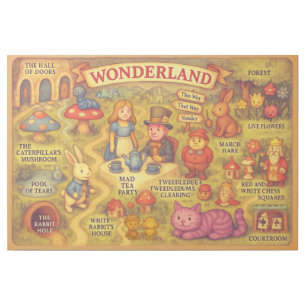 Whimsical Alice Adventures in Wonderland Map Gallery Wrap