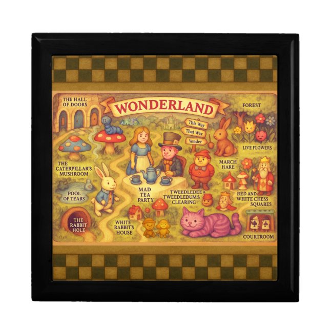Whimsical Alice Adventures in Wonderland Map Gift Box (Front)