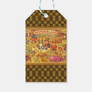 Whimsical Alice Adventures in Wonderland Map Gift Tags