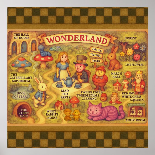 Whimsical Alice Adventures in Wonderland Map Holder (Front)