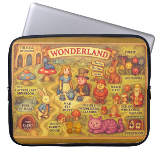 Whimsical Alice Adventures in Wonderland Map Laptop Sleeve