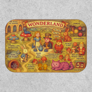 Whimsical Alice Adventures in Wonderland Map Patch