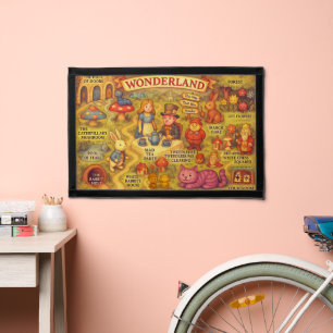 Whimsical Alice Adventures in Wonderland Map Pennant