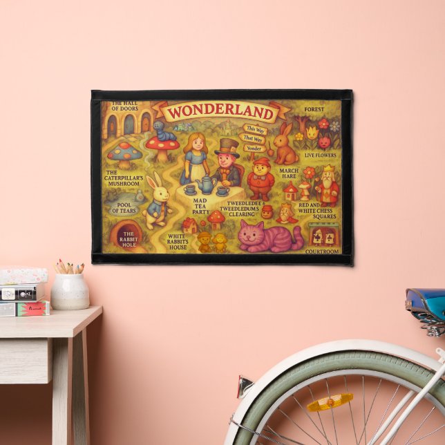 Whimsical Alice Adventures in Wonderland Map Pennant (Insitu 2)