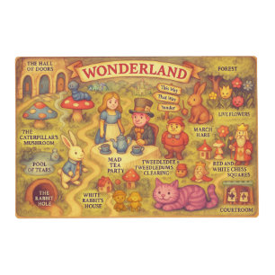 Whimsical Alice Adventures in Wonderland Map Placemat