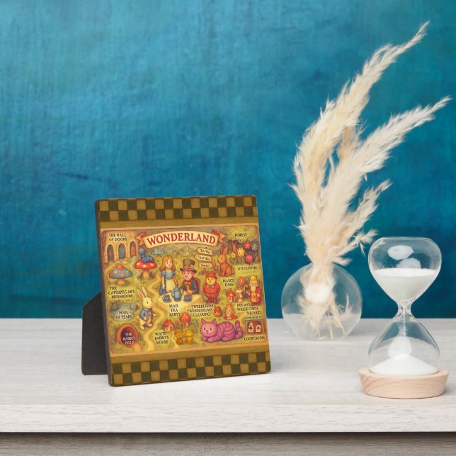 Whimsical Alice Adventures in Wonderland Map Plaque (Insitu)