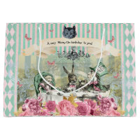 Whimsical Alice blue striped floral unbirthday