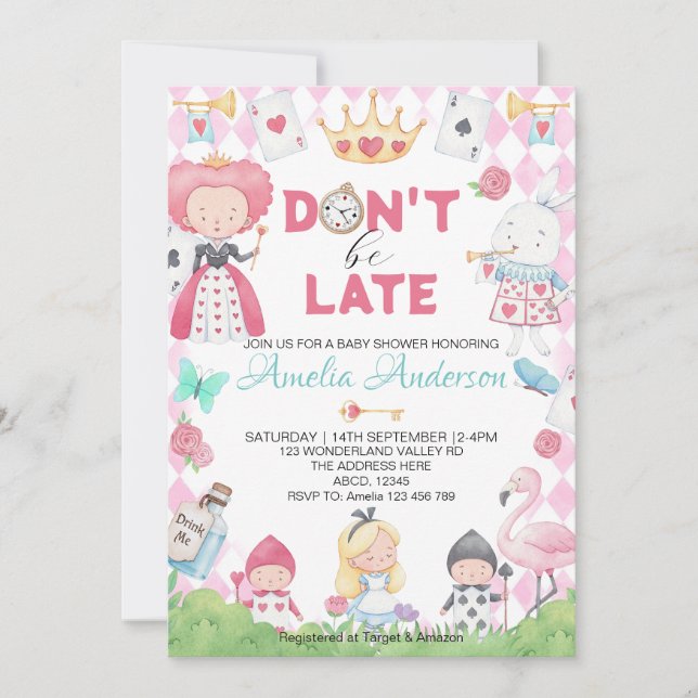 Whimsical Alice in Wonderland  Baby Shower Invitation (Front)