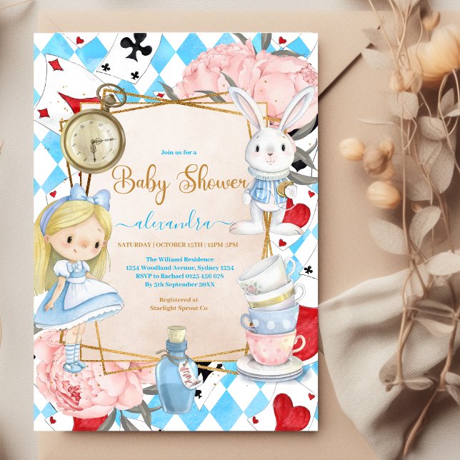 Whimsical Alice in Wonderland Baby Shower Invitation (Creator Uploaded)