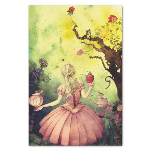 Whimsical Alice in Wonderland Decoupage Tissue Paper