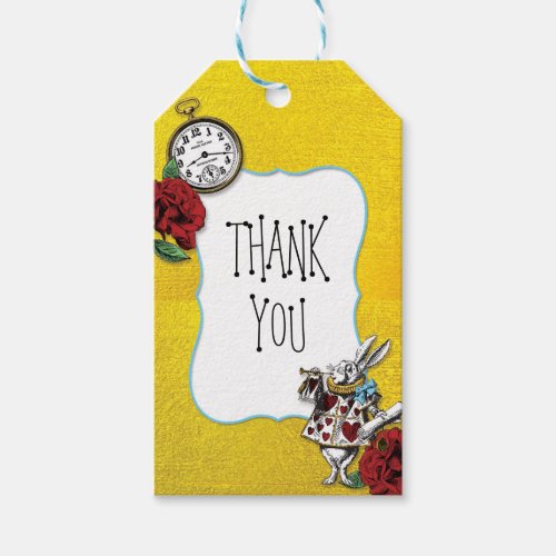 Whimsical Alice in Wonderland Gold Thank You Gift Tags