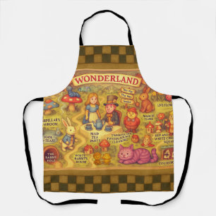 Whimsical Alice in Wonderland Map Apron