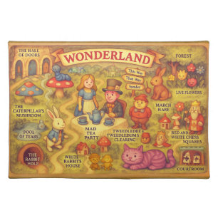 Whimsical Alice in Wonderland Map Cloth Placemat