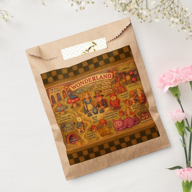 Whimsical Alice in Wonderland Map Favor Bag (Sealed)