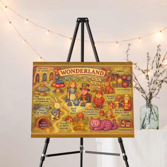 Whimsical Alice in Wonderland Map Foam Board (In Situ (Stand))