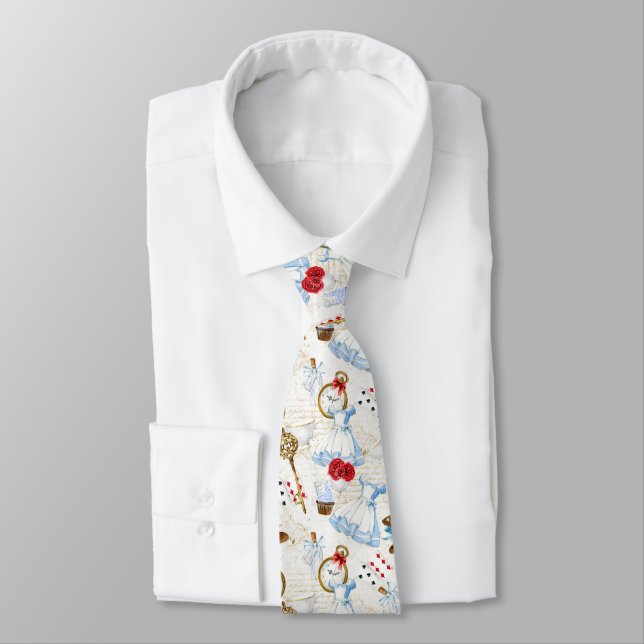 Whimsical Alice in Wonderland Neck Tie (Tied)
