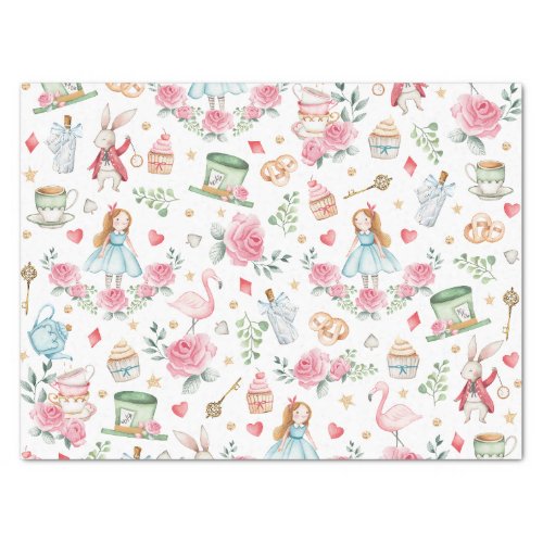 Whimsical Alice in Wonderland Tea Party Decoupage Tissue Paper