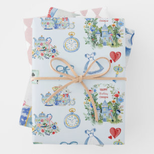 Whimsical Alice in Wonderland Wrapping Paper Sheets