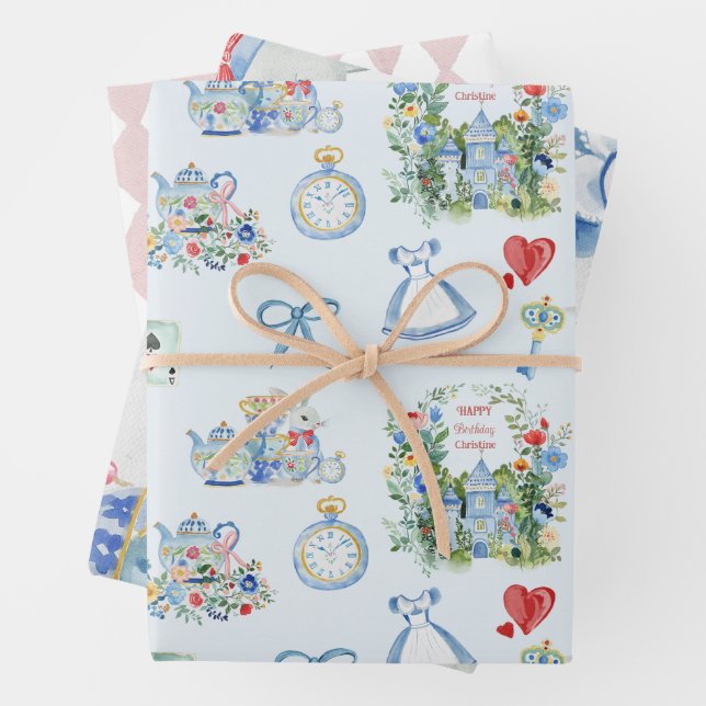 Whimsical Alice in Wonderland  Wrapping Paper Sheets (In situ)