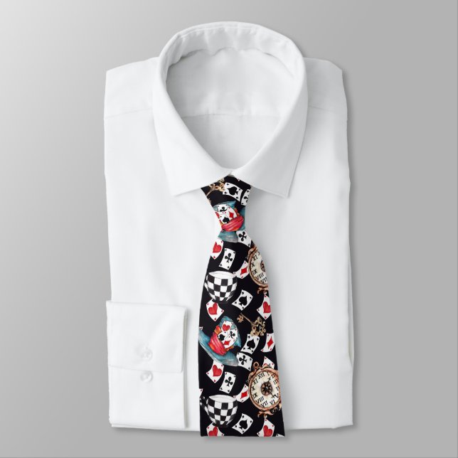 Whimsical Alice & Mad Hatter  Neck Tie (Tied)