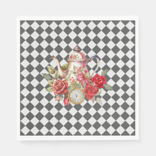 Whimsical Alice Mad Hatter Wonderland Birthday Napkins