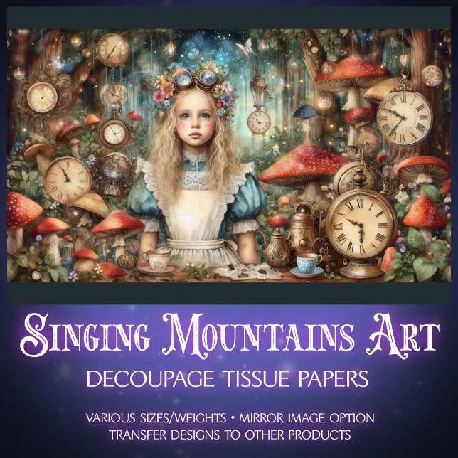 Whimsical Alice Steampunk Mushrooms Tissue Paper (Creator Uploaded)