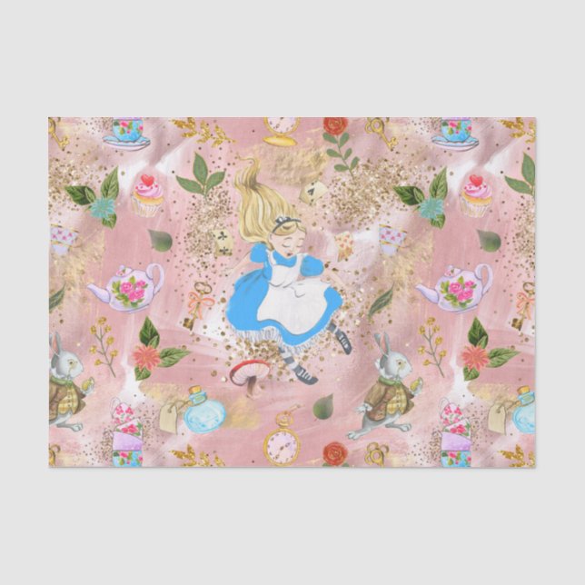 Whimsical Alice's Adventures in Wonderland Fun Tissue Paper (Front)