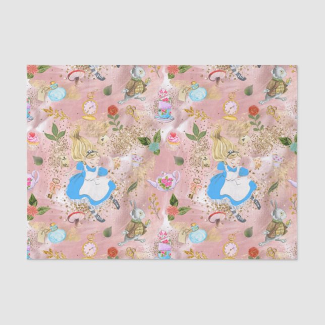 Whimsical Alice's Adventures in Wonderland Fun Tissue Paper (Front)