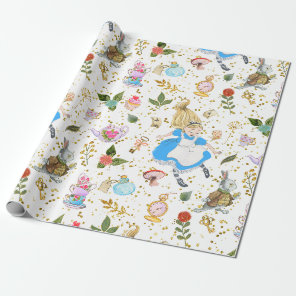 Whimsical Alice's Adventures in Wonderland Glitz Wrapping Paper