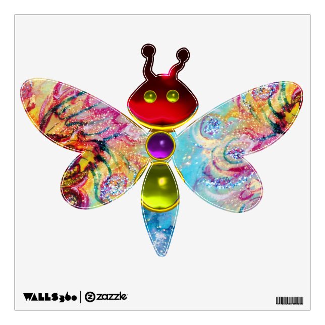 WHIMSICAL ALIEN DRAGONFLY WALL DECAL (Front)