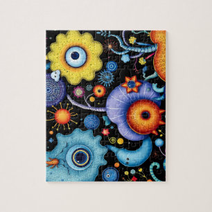 Whimsical Alien Garden- Colorful Cosmic Flora Jigsaw Puzzle
