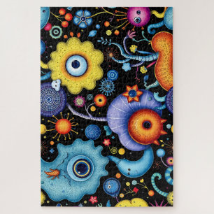 Whimsical Alien Garden- Colorful Cosmic Flora Jigsaw Puzzle