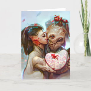 Whimsical Alien Romance Holiday Card
