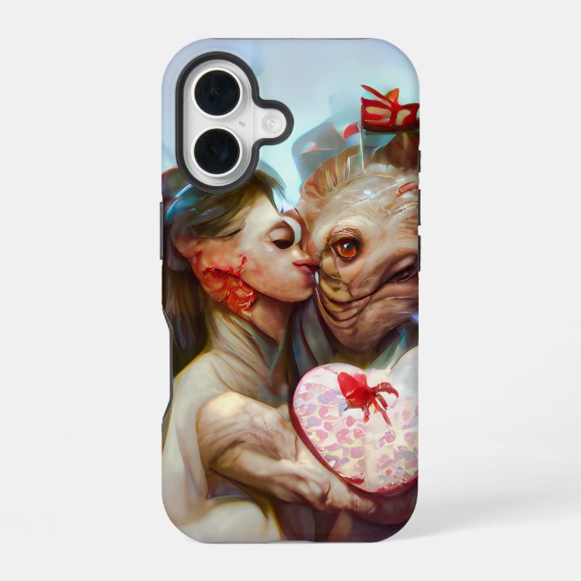 Whimsical Alien Romance Iphone Case (Back)