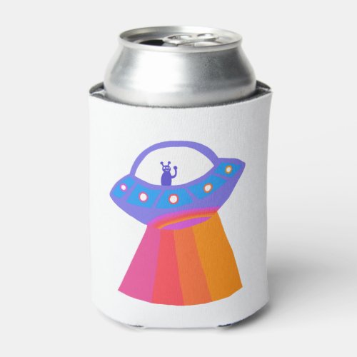 Whimsical Alien UFO Rainbow CUSTOMIZE IT Can Cooler