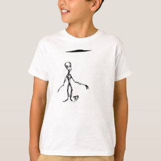 Whimsical Alien with Flying Saucer UFO T-Shirt