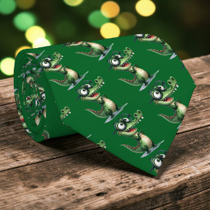 Whimsical Alligator Custom Necktie Tie