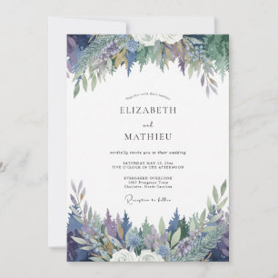 Whimsical Amethyst Wisteria Wedding Invitation