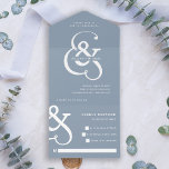 Whimsical Ampersand | Dusty Blue Wedding All In One Invitation<br><div class="desc">This unique and modern wedding all in one invitation features a bold,  flowy white ampersand on a dusty blue background,  with a simple and creative text layout that is sure to stand out.</div>