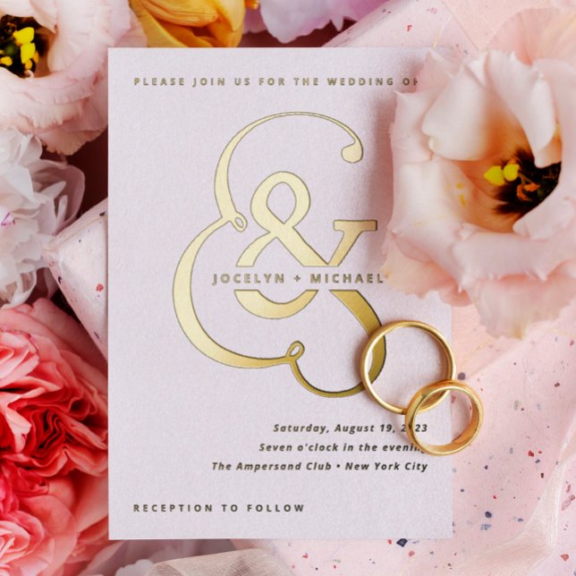 Whimsical Ampersand | Gold and White Wedding Foil Invitation (Creator Uploaded)